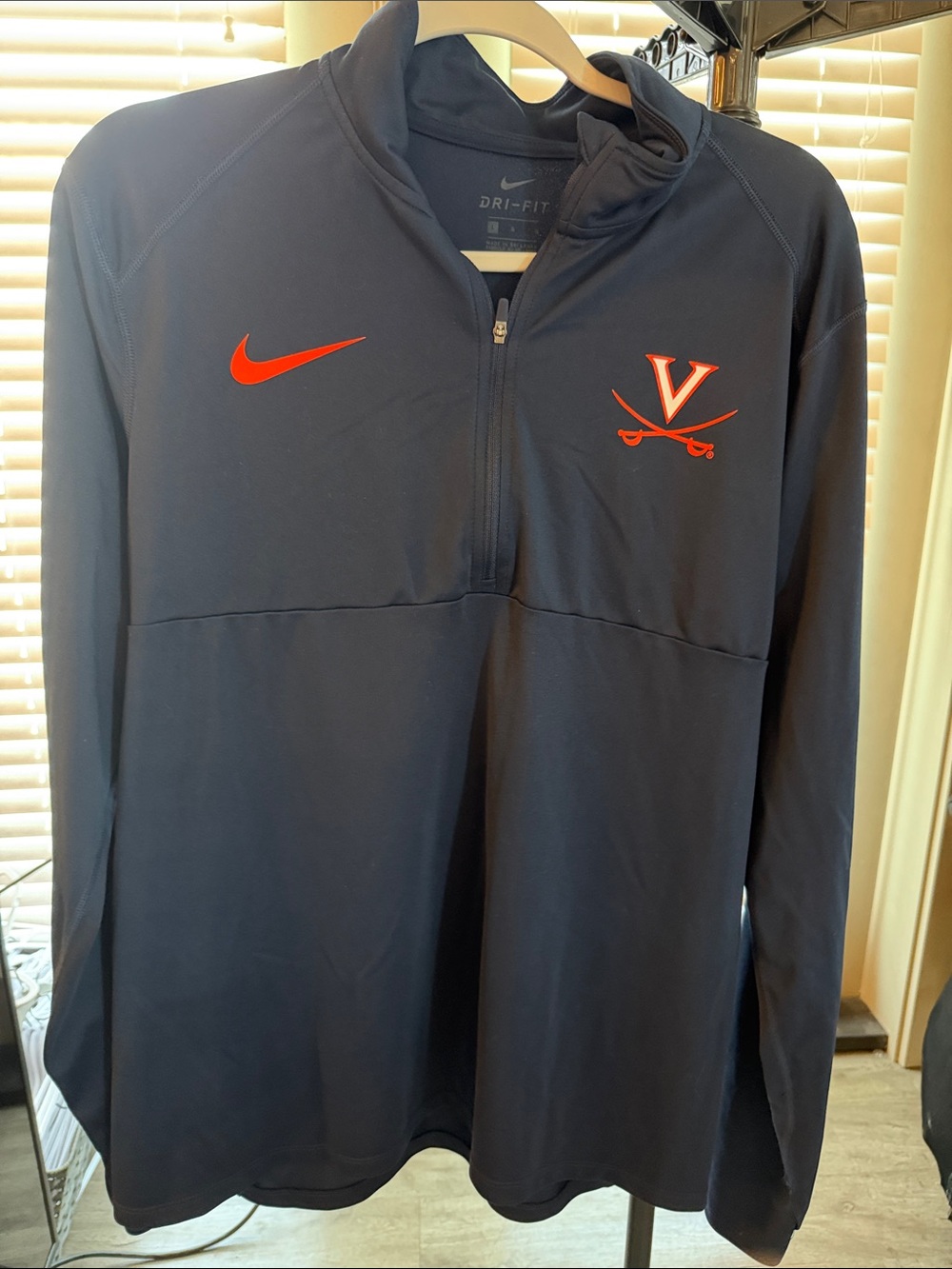 Nike Navy Quarter-Zip Pullover with Orange Virginia Cavaliers Logos